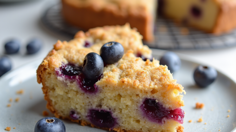 Blueberry Streusel Coffee Cake with a crumbly topping